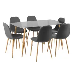 MUEBLES FIOTTI - Juego de Comedor Rectangular en Cristal 6 Puestos Rudy