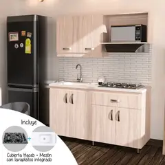 FIRPLAK - Cocina Integral 1.50Metros Perla-Mueble Superior E Inferior Ambar Mitte Con Cubierta