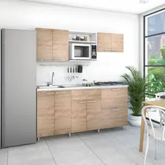 JUST HOME COLLECTION - Cocina Integral Berlín Vienes 1.80 Metros Incluye Mesón Poceta Izquierda Con 4 Fogones A Gas + Campana + Grifería + Canastilla