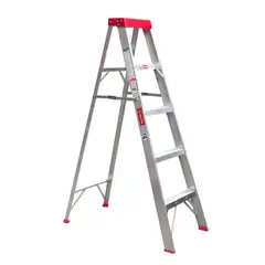 IDEACE - Escalera 1.46 m 5 P Tijera en Aluminio 120 kgTapa Roja