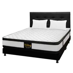 DORMILANDIA - Colchón Queen 160x190 Malta + Base Cama Dividida + Cabecero + 2 Almohadas