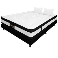 DORMILANDIA - Colchón Semidoble 120x190 Resortado Híbrido + Base Cama Entera + 2 Almohadas