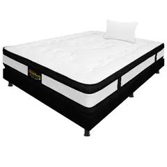 DORMILANDIA - Colchón Sencillo 100x190 Resortado Híbrido + Base Cama Entera + Almohada
