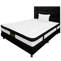 DORMILANDIA - Colchón Sencillo 100x190 Resortado Híbrido + Base Cama Entera + Cabecero + Almohada