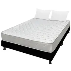 DORMILANDIA - Colchón Queen 160x190 Espumado Macizo + Base Cama Dividida + 2 Almohadas