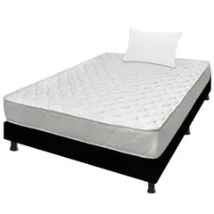 DORMILANDIA - Colchón Sencillo 100x190 Espumado Macizo + Base Cama Entera + Almohada