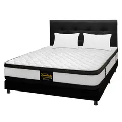 DORMILANDIA - Colchón Doble 140x190 Malta + Base Cama Entera + Cabecero + 2 Almohadas