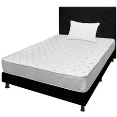 DORMILANDIA - Colchón Sencillo 100x190 Espumado Macizo + Base Cama Entera + Cabecero + Almohada