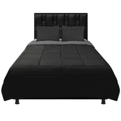 DORMILANDIA - Cubrelecho Doble Faz Queen 160 Gris-Negro