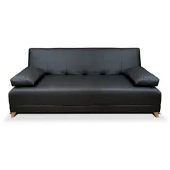 MUEBLES ONLINE - Sofá Cama Sabath 3 Posiciones 90x180x110 Cuero Sintético Negro