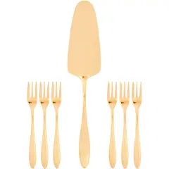 JUST HOME COLLECTION - Set Cubiertos Torta 7 Piezas Gold