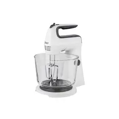 OSTER - Batidora de Mano y Pedestal con Tazón de Vidrio, y 6 Velocidades, Color Blanco