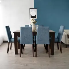 HOGAR VENECIA - Juego de Comedor Toronto 6 Puestos + Sillas Viena Tela Indigo