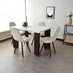 HOGAR VENECIA - Juego de Comedor Sevilla 4 Puestos + Sillas Matiz Tela Taupe