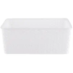 JUST HOME COLLECTION - Canasta Ratán Plástica 14 litros 30x13.5x35.5 cm Blanca