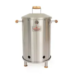 VOLCANO - Barril Asador Acero Inoxidable Marte Mediano 77x56 cm Manijas Teca