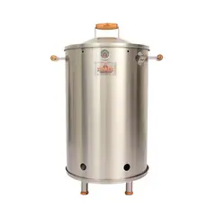 VOLCANO - Barril Asador Acero Inoxidable Olympus Grande 87x64 cm Manijas Teca