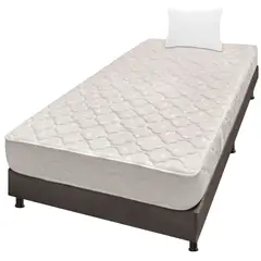 DORMILANDIA - Combo Colchón Sencillo Espuma Multisleep Café + Base Cama Entera + Almohada