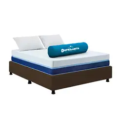 DORMILANDIA - Combo Colchón Enrollado Semidoble Espuma Multisleep Café + Base Cama Entera + Almohada
