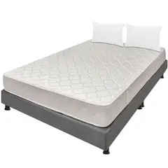DORMILANDIA - Combo Colchón Queen Espuma Multisleep Gris + Base Cama Dividida + Almohada