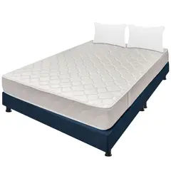 DORMILANDIA - Combo Colchón Queen Espuma Multisleep Azul + Base Cama Dividida + Almohada