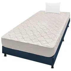 DORMILANDIA - Combo Colchón Sencillo Espuma Multisleep Azul + Base Cama Entera + Almohada