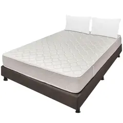 DORMILANDIA - Combo Colchón Doble Espuma Multisleep Café + Base Cama Entera + Almohada