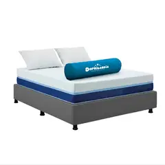 DORMILANDIA - Combo Colchón Enrollado Semidoble Espuma Multisleep Gris + Base Cama Entera + Almohada