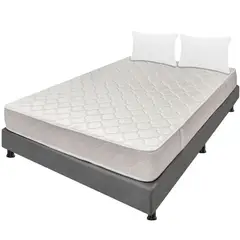 DORMILANDIA - Combo Colchón Doble Espuma Multisleep Gris + Base Cama Entera + Almohada