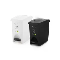 ESTRA - Set de Canecas Pedal 10 Litros Blanco Reciclable-Negro No aprovechable