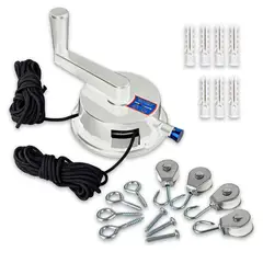 ENERGY PLUS - Kit Polea para Domo: Carrete en Aluminio y Carcasa Plástica de Alta Resistencia Blanca