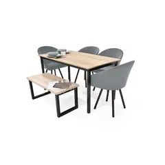 HOGAR VENECIA - Juego de Comedor Orión 6 Puestos + Sillas Tokyo Plata Butaco Filadelfia