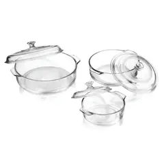 PYR O REY - Set x3 Cacerolas Horneables en Vidrio