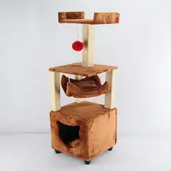 GENERICO - Gimnasio Para Gatos Cubo Pequeño 35X35X120Cm Caramelo