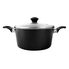 ILKO - Olla Antiadherente en Aluminio 16cm 0.5 Litros con Tapa de Vidrio Just Cook Rojo