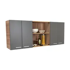 RTA DESIGN - Gabinete Superior Vidrio 31.5X150X60 Miel Plomo