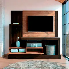 JUST HOME COLLECTION - Centro de Entretenimiento Alcaceres TV 55 pulgadas Habano 180x172,2x41,5 cm Nogal/Miel