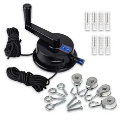 ENERGY PLUS - Kit Polea para Domo: Carrete en Aluminio y Carcasa Plástica de Alta Resistencia Negra