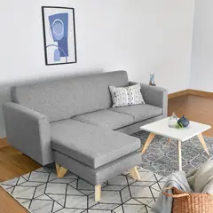 HOGAR VENECIA - Sala Burdeos en Tela Plata + Mesa Centro Nova