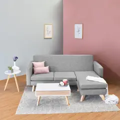 HOGAR VENECIA - Sala Burdeos en Tela Plata + Mesa Centro Sion