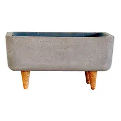 JUST HOME COLLECTION - Matera Cemento Terrario Rectangular Con Patas 30x15cm Gris
