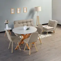 HOGAR VENECIA - Sala Toulouse Beige + Comedor Luxor Matiz 4 Puestos