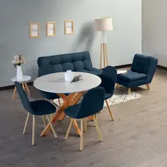 HOGAR VENECIA - Sala Toulouse Azul + Comedor Luxor Matiz 4 Puestos