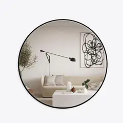 GENERICO - Espejo Circular Marco Metálico 80cm Negro