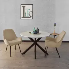 HOGAR VENECIA - Juego Comedor Luxor Noruega 2 Puestos Tela Taupe