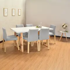 HOGAR VENECIA - Juego Comedor Andara Madrid 6 Puestos Tela Plata