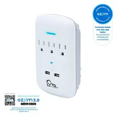 VTA PLUS - Multitoma Inteligente Con Supresor De Picos 3 Salidas P/T Y 2 Salidas USB Vta Casa Inteligente