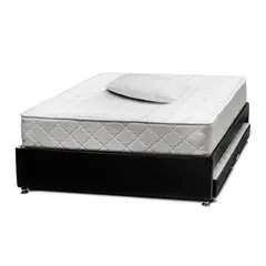 DREAMON - Cama Nido Tarima Con Colchón Semidoble 120 X 190 Negra + Almohada