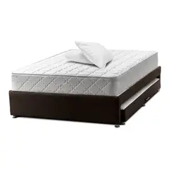 DREAMON - Cama Nido Tarima Con Colchón Doble 140 X 190 Café + Almohada