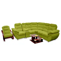 MAGIC CLASS - Juego de Sala L Modelo Deluxe Microfibra Verde